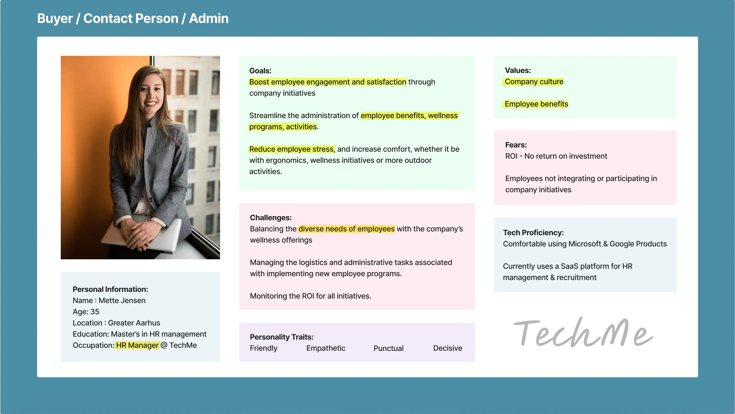User persona for corporate wellness administrator
